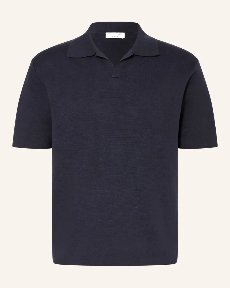 Tiger of Sweden Strick-Poloshirt Maelon blau Dunkelblau