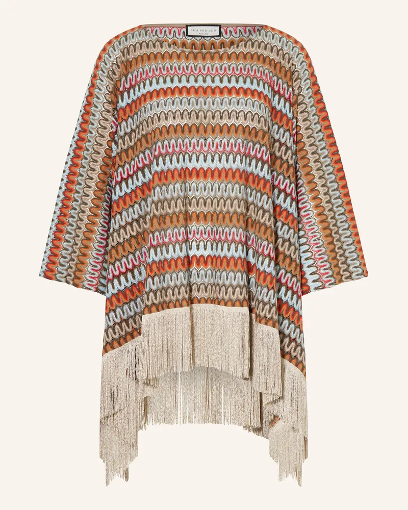 SEM PER LEI Poncho orange Hellblau