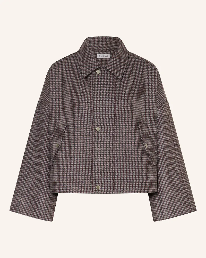 SoSUE Kastenjacke Victoria Mit 3/4-Arm beige Dunkelbraun