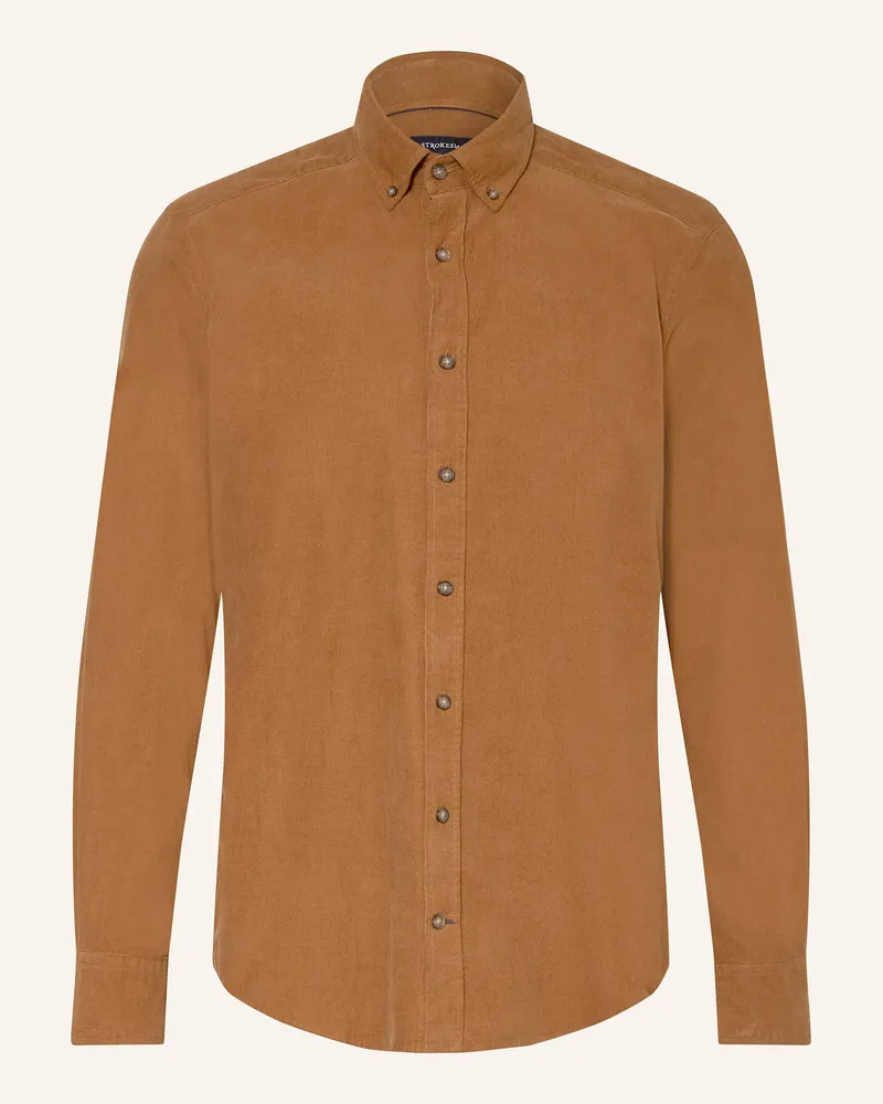 Strokesman's Cordhemd Regular Fit Braun