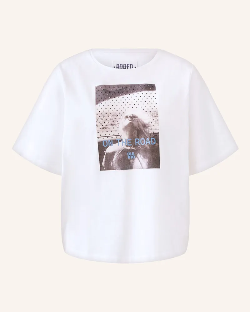Oui  T-Shirt mit Schmucksteinen Weiss