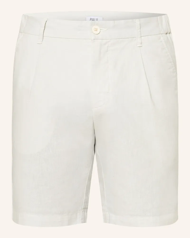 paul Chinoshorts Comfort Fit mit Leinen Hellgrau