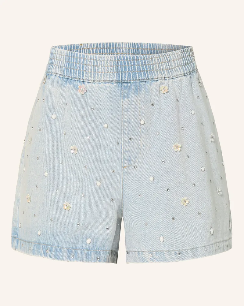 Maje Jeansshorts Mit Schmucksteinen Und Schmuckperlen blau 0201
