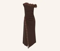 One-Shoulder-Kleid Mit Spitze braun