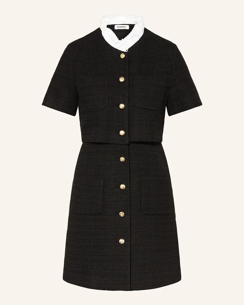 Sandro Tweed-Kleid Schwarz