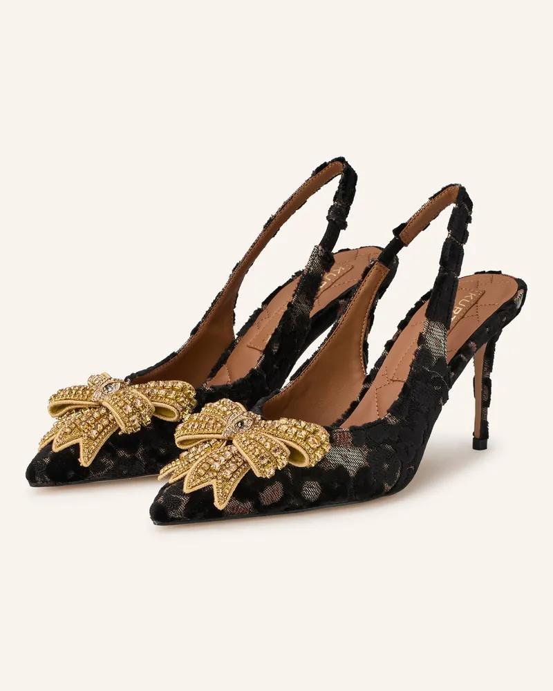 Kurt Geiger Slingpumps BELGRAVIA aus Samt mit Schmucksteinen Schwarz