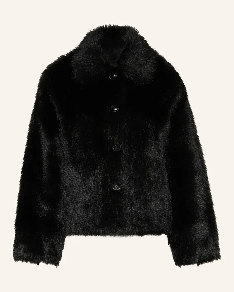 Mrs & HUGS Kunstpelz-Jacke schwarz Schwarz