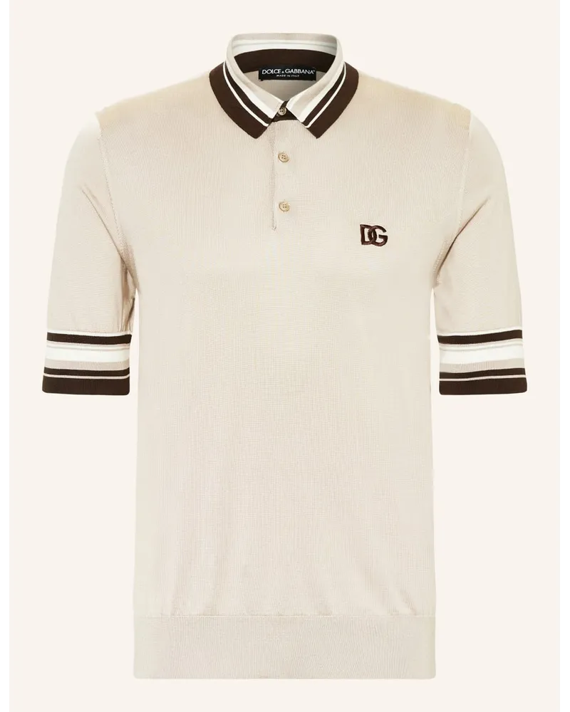 Dolce & Gabbana Strick-Poloshirt aus Seide Beige