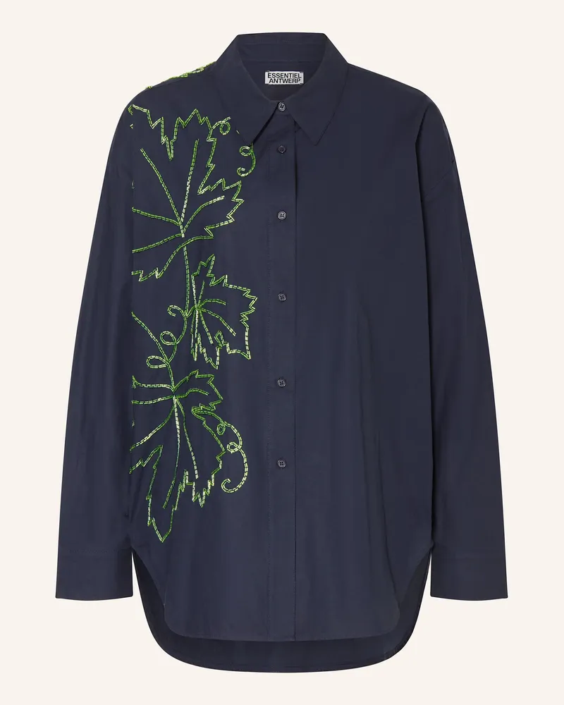 Essentiel Hemdbluse ILLEGAL mit Schmucksteinen Dunkelblau