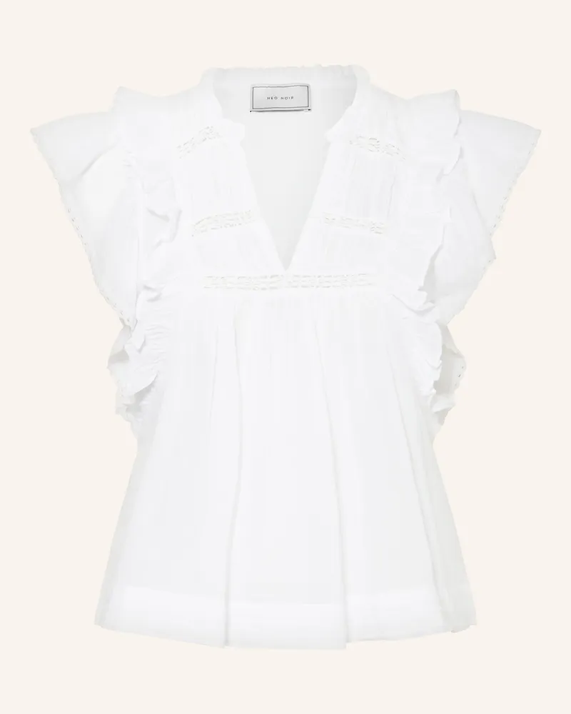 Neo Noir Blusentop JAYLA mit Spitze und Rüschen Weiss