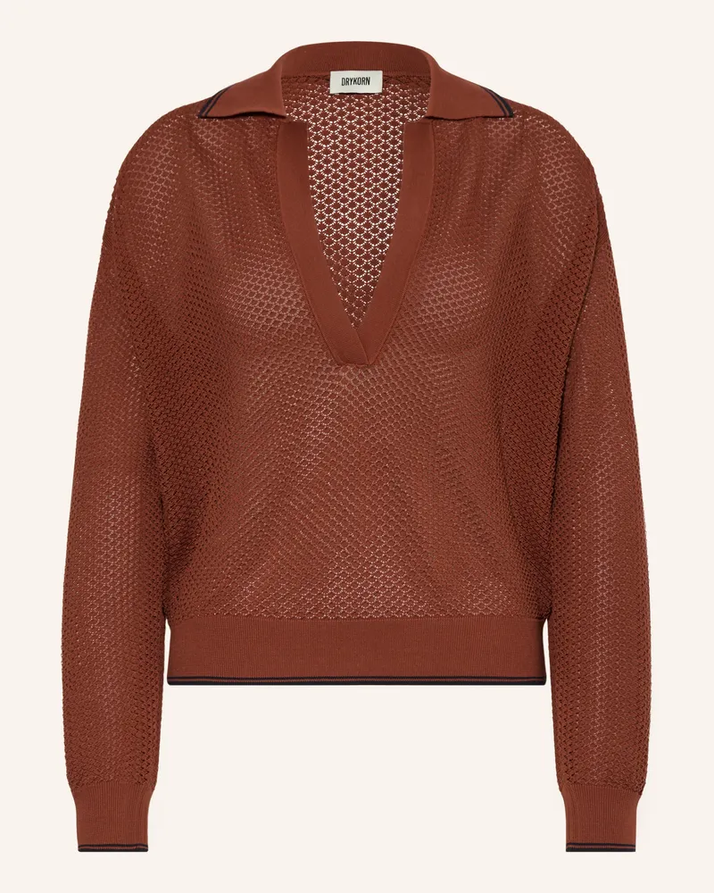 Drykorn Strick-Poloshirt Jorgia braun Dunkelrot
