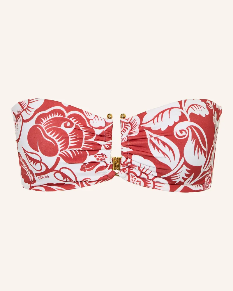 FARM Rio Bandeau-Bikini-Top Cashew And Birds rot Weiss