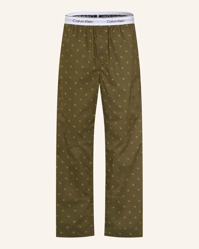 Calvin Klein Schlafhose Cotton Poplin gruen Oliv