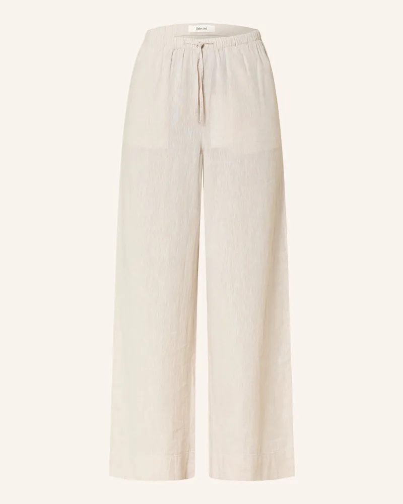 Selected Marlenehose Mit Leinen beige Ecru