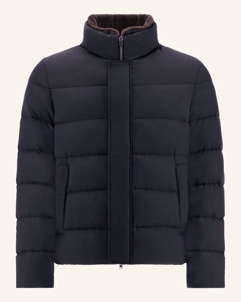 Herno Daunenjacke mit abnehmbarem Kunstfell Dunkelblau