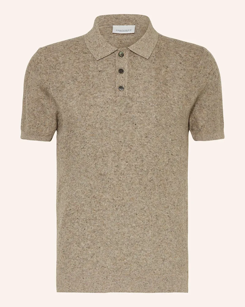 Profuomo Strick-Poloshirt Regular Fit Beige