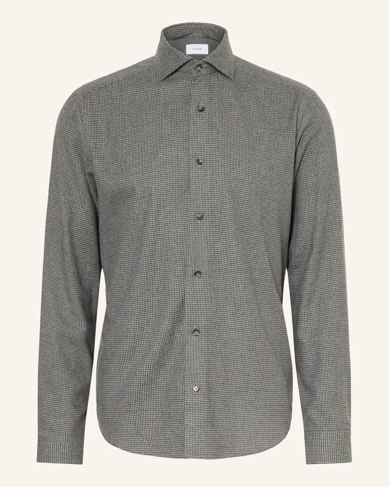 Eton Flanellhemd Comfort Fit gruen Oliv