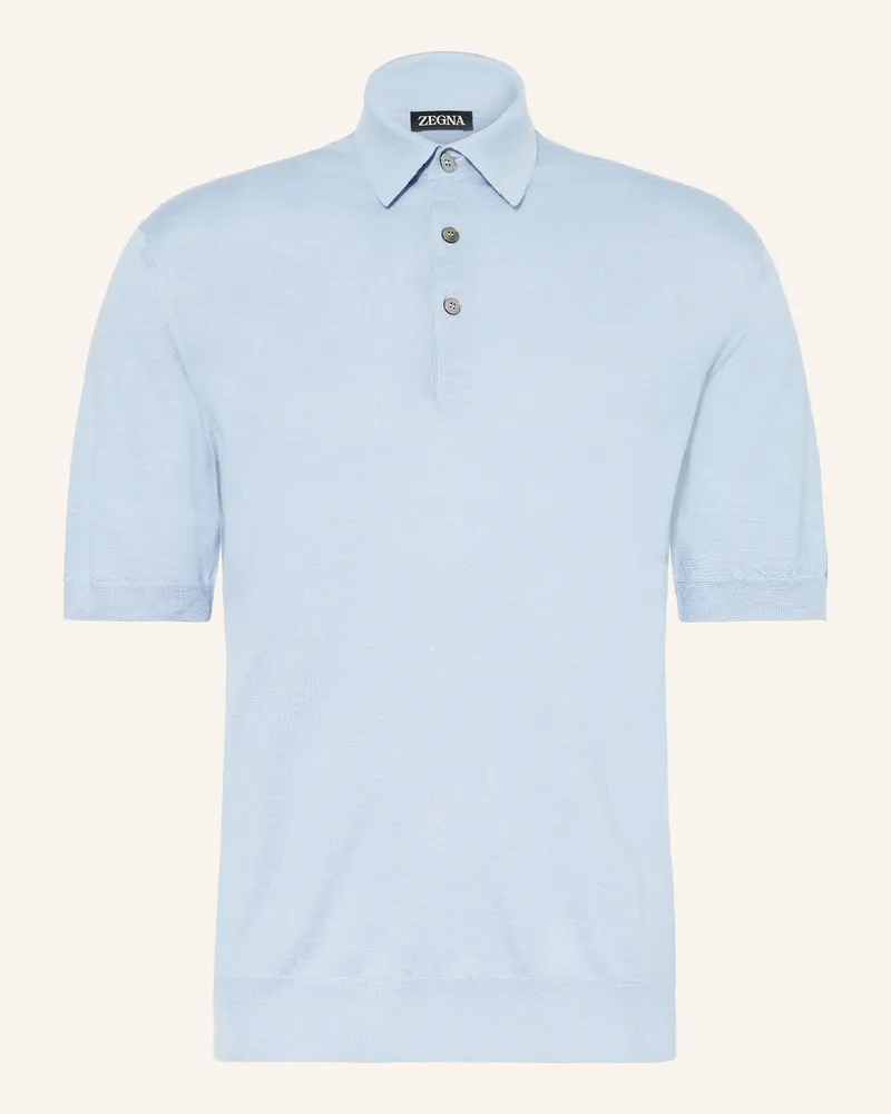 Ermenegildo Zegna Strick-Poloshirt Mit Seide blau Hellblau