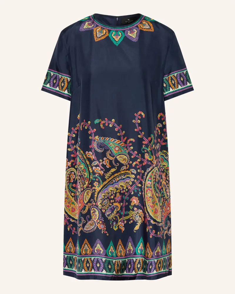 Etro Seidenkleid blau Dunkelblau
