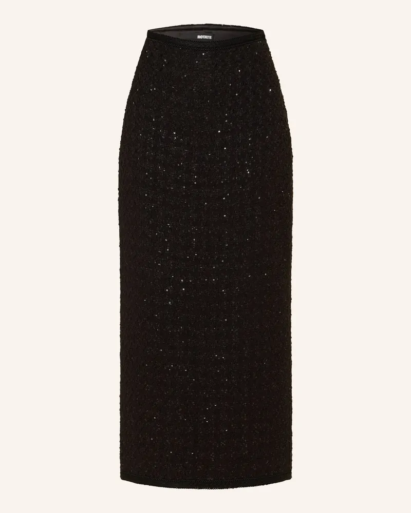 ROTATE Birger Christensen Bouclé-Rock mit Pailletten Schwarz