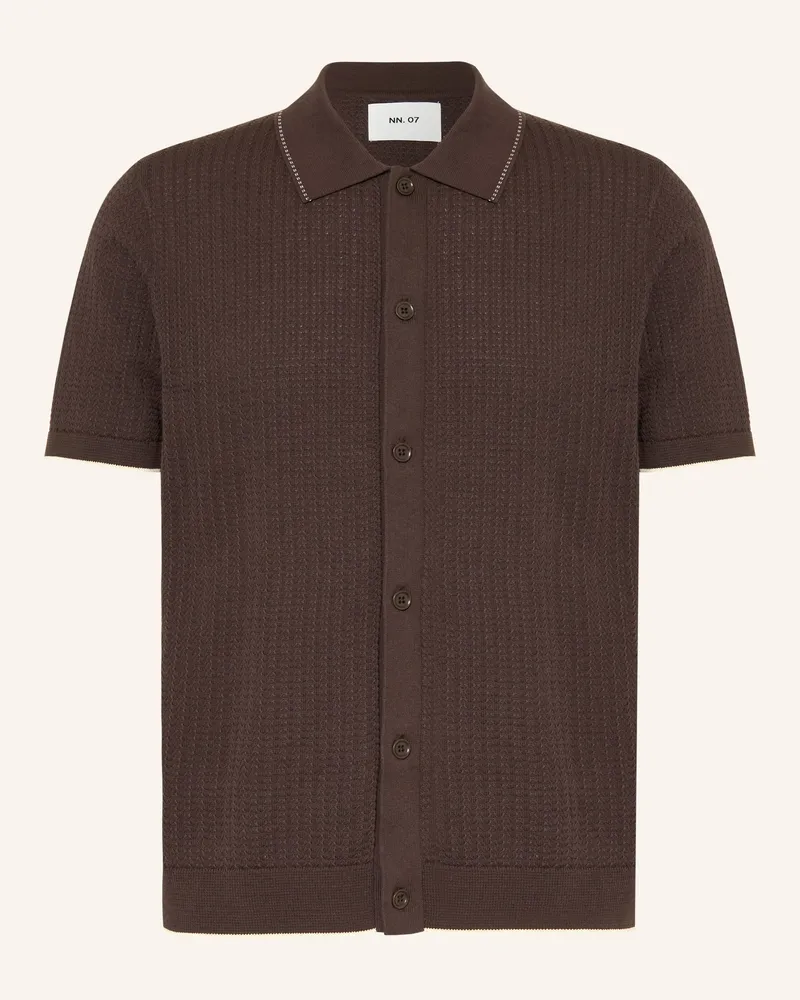 NN 07 Strickhemd NALO Regular Fit Dunkelbraun