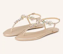 Zehentrenner Diana Mit Schmucksteinen beige
