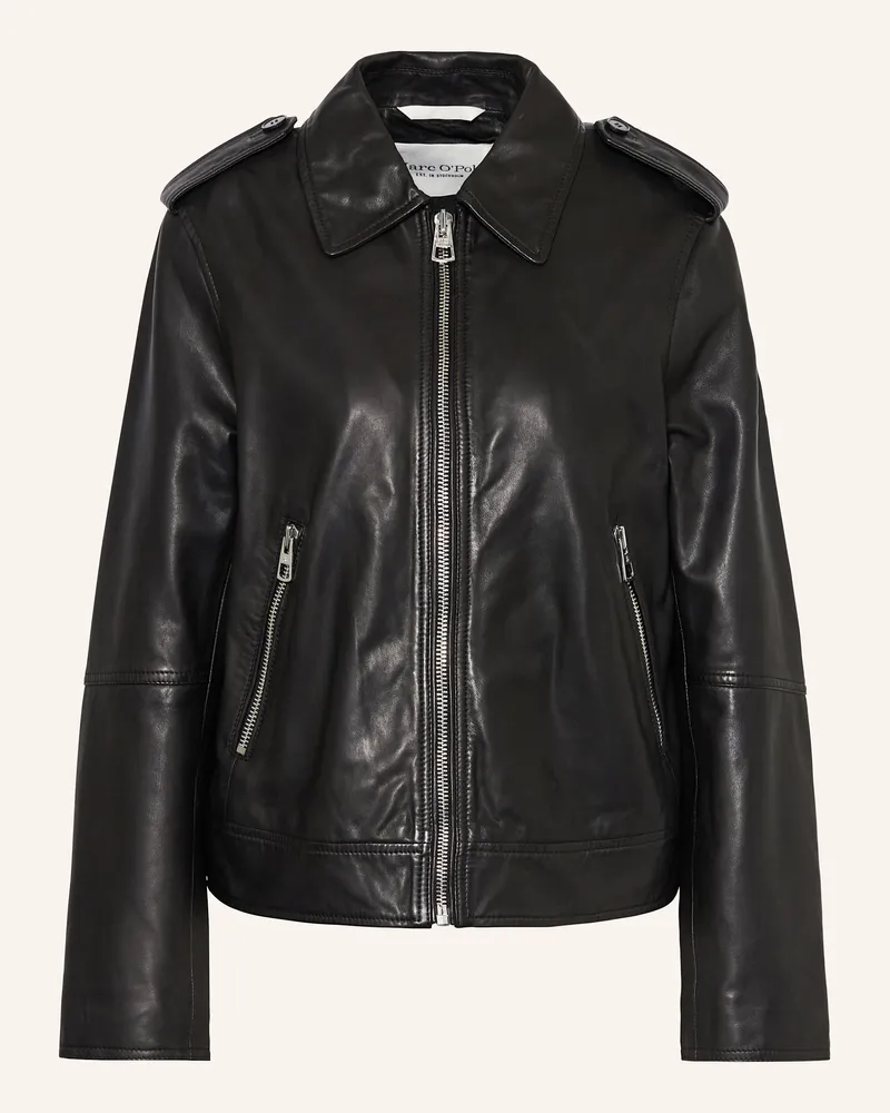 Marc O'Polo Lederjacke Schwarz