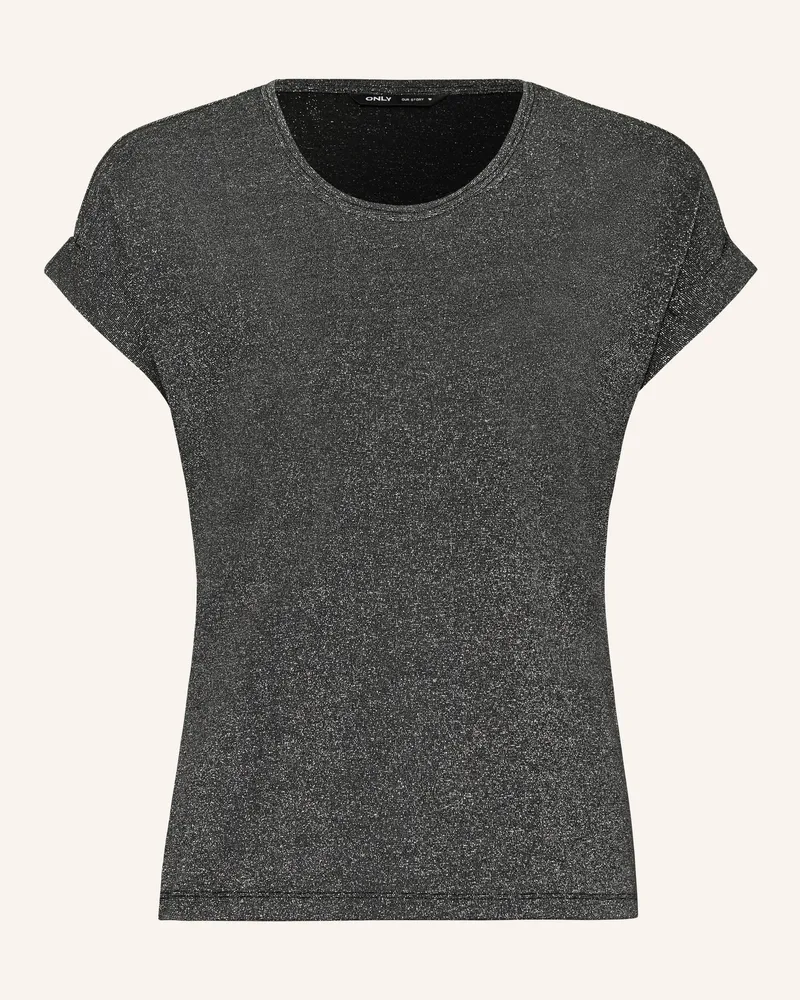 only T-Shirt mit Glitzergarn Schwarz