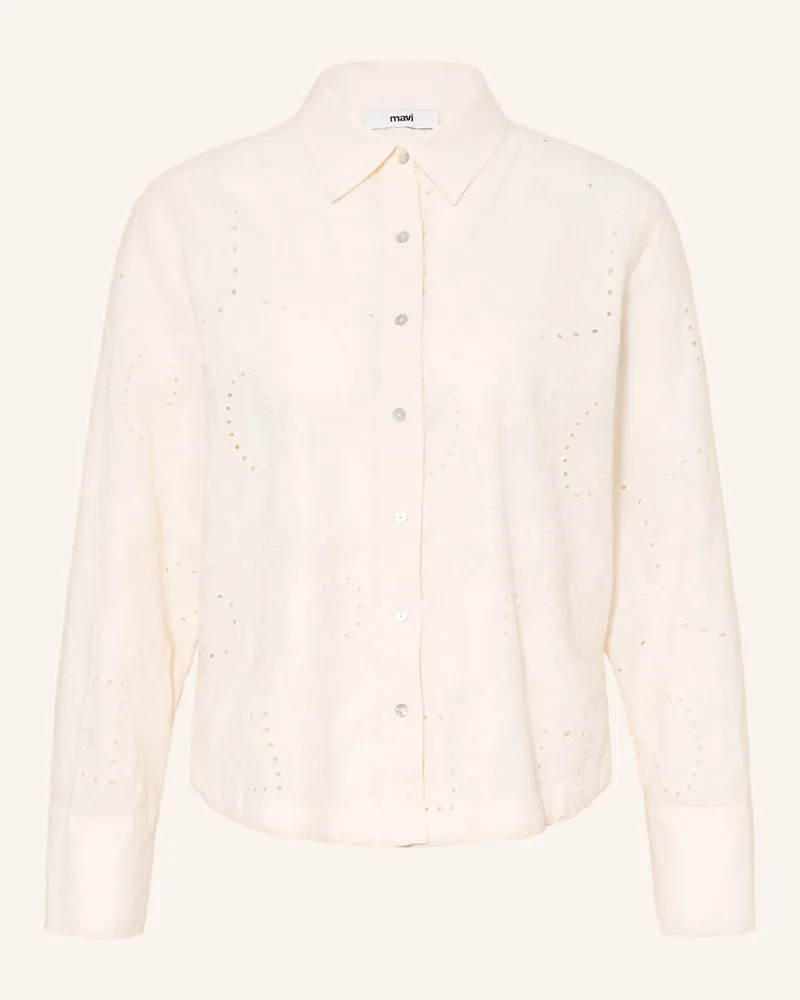 Mavi Jeans Hemdbluse Aus Lochspitze weiss Ecru