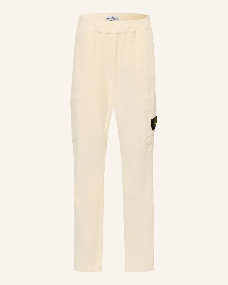 Stone Island Cargohose Aus Cord weiss Creme