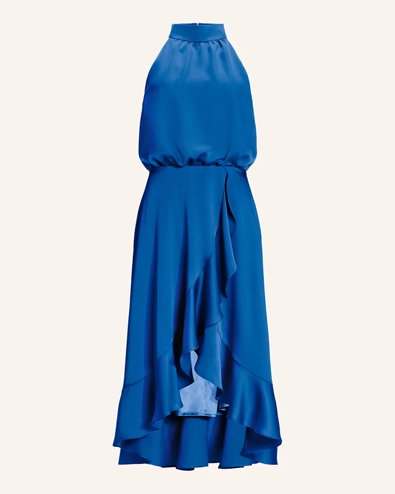 Swing Cocktailkleid aus Satin mit Volants Blau