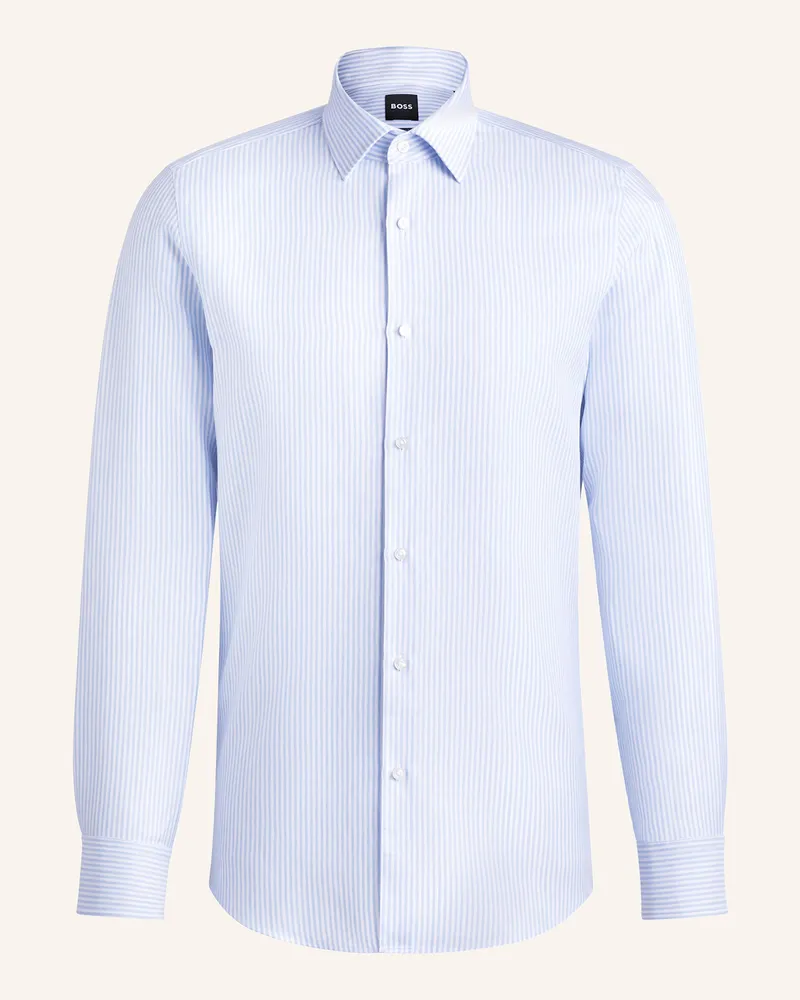 HUGO BOSS Hemd HANK Slim Fit mit Leinen Hellblau