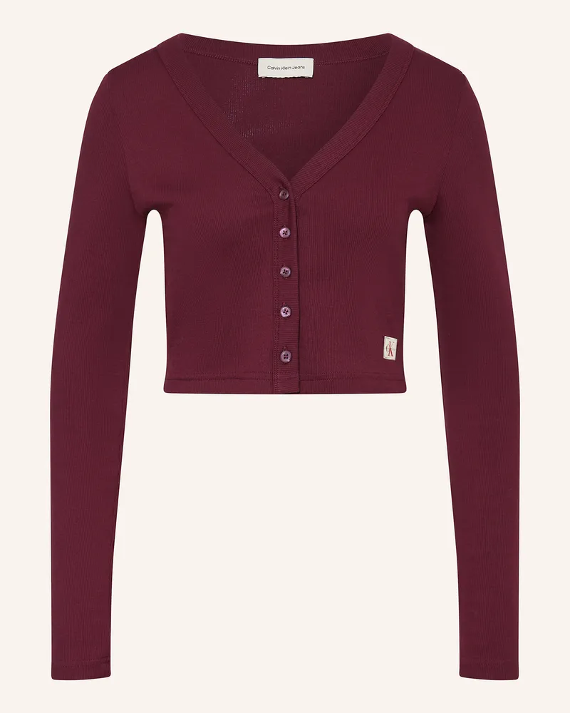 Calvin Klein Cropped-Jerseyjacke Dunkelrot