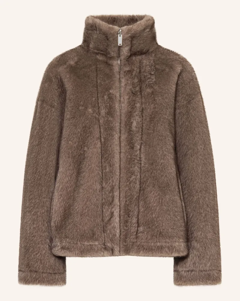 Repeat Kunstfell-Jacke Zum Wenden braun Taupe