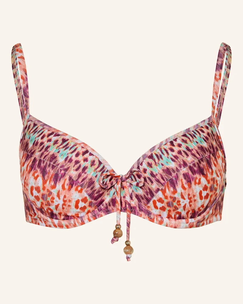 Lidea Bügel-Bikini-Top Batikblaze Mit Glitzergarn Und Schmuckperlen lila Orange