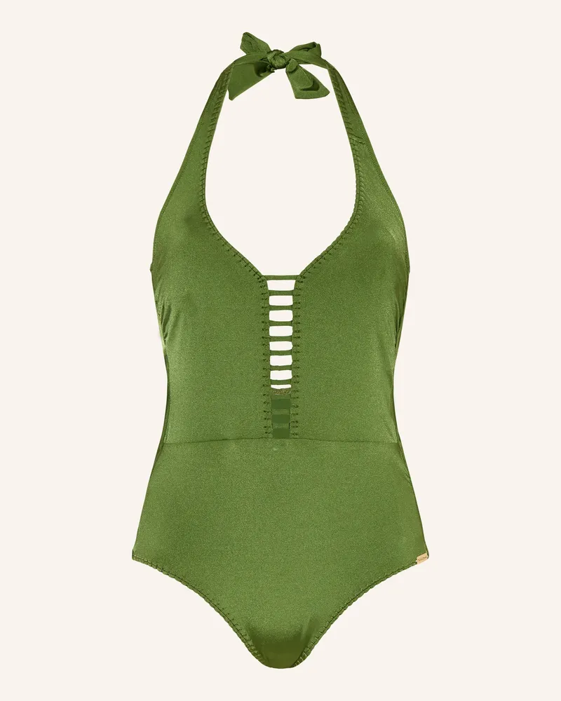 watercult Neckholder-Badeanzug Crafted Essentials gruen Oliv