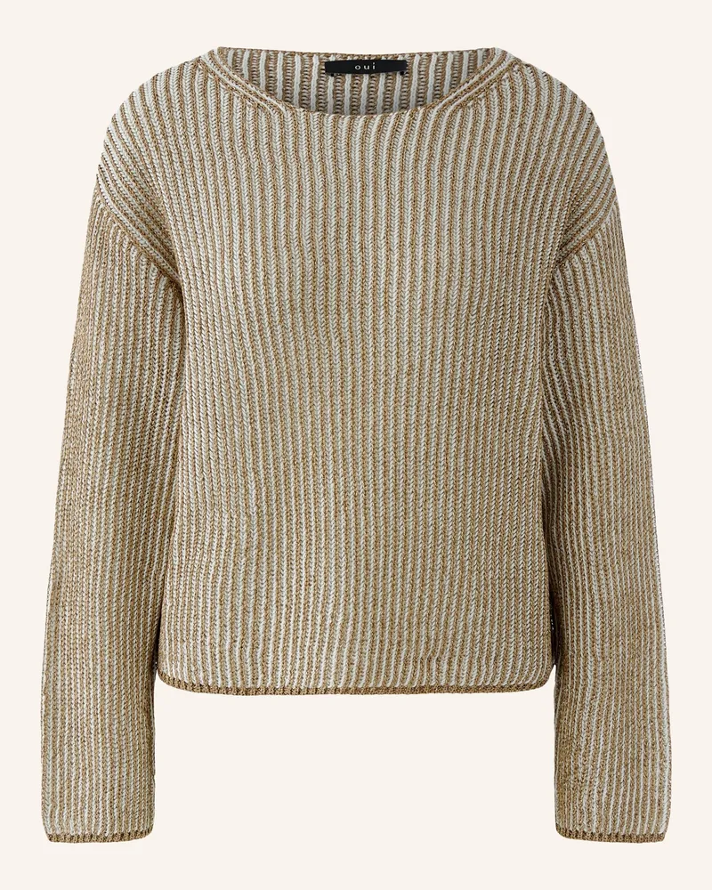 Oui  Pullover Mit Glitzergarn braun Hellbraun
