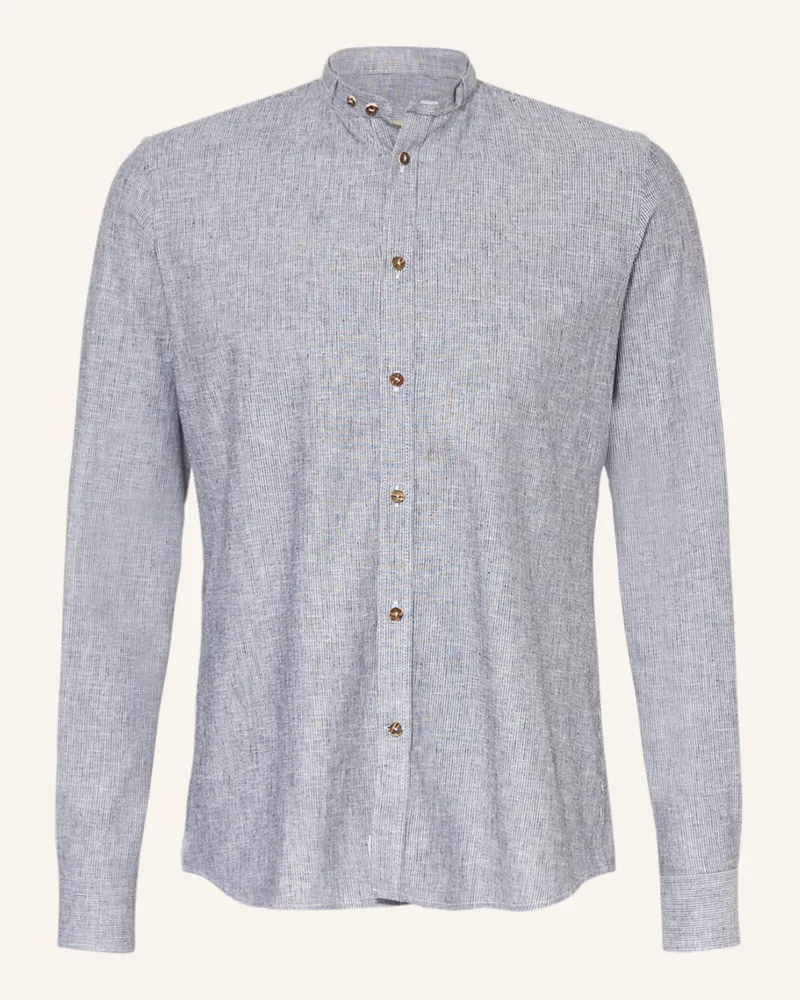 Gottseidank Trachtenhemd Lenz Slim Fit Mit Stehkragen grau Dunkelgrau