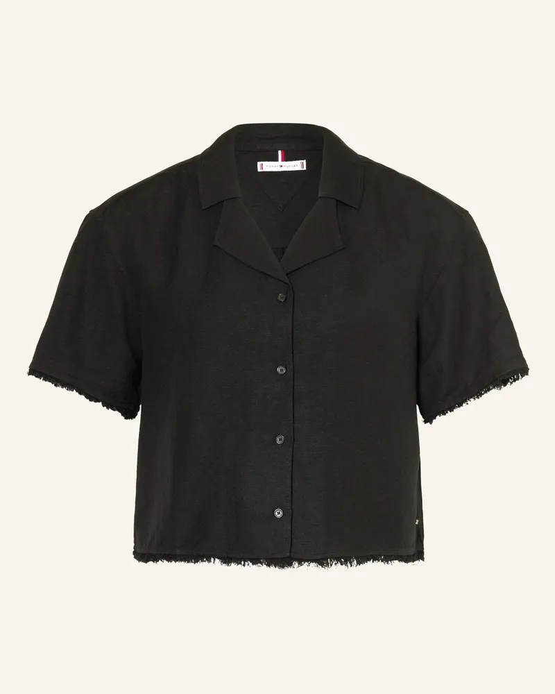 Tommy Hilfiger Blusenshirt Mit Leinen schwarz Schwarz