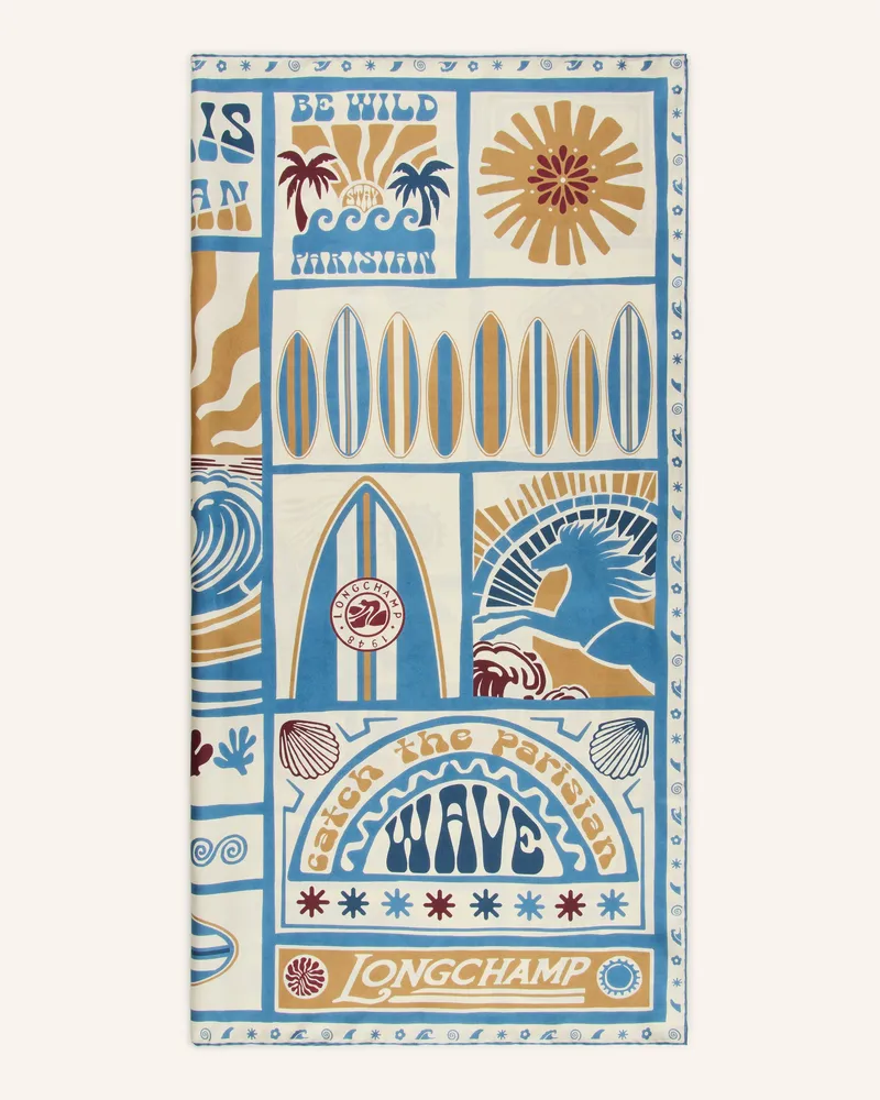 Longchamp Seidentuch Surf Mix blau Creme