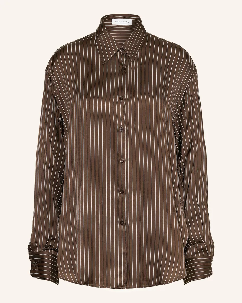 FRANKIE Shop Hemdbluse Peri Aus Satin braun Dunkelbraun