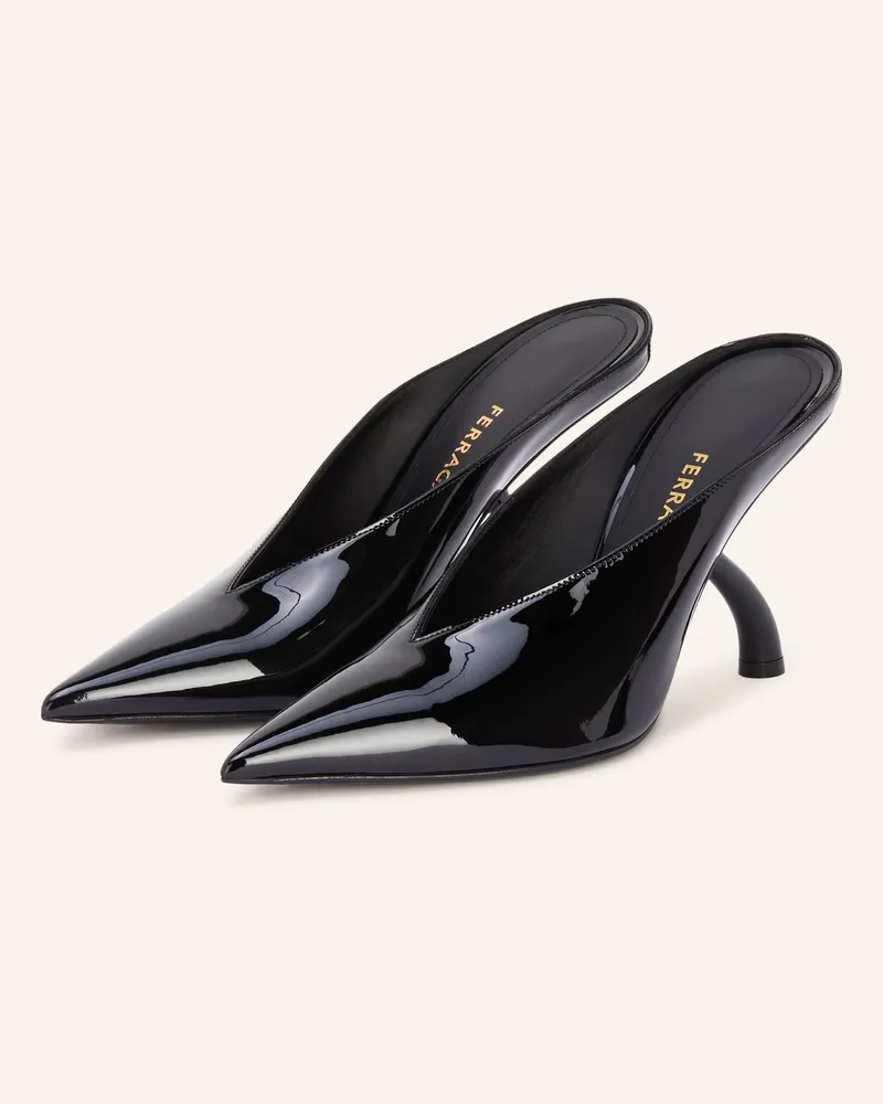 Ferragamo Lack-Mules Itaca schwarz Schwarz