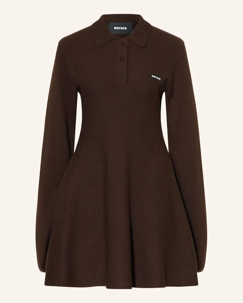 ROTATE Birger Christensen Strickkleid Slinky Mit Merinowolle braun Dunkelbraun