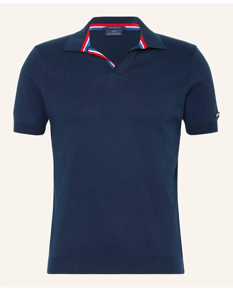 Paul & Shark Strick-Poloshirt Blau