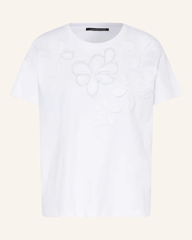 Luisa Cerano T-Shirt Mit Lochspitze weiss Weiss
