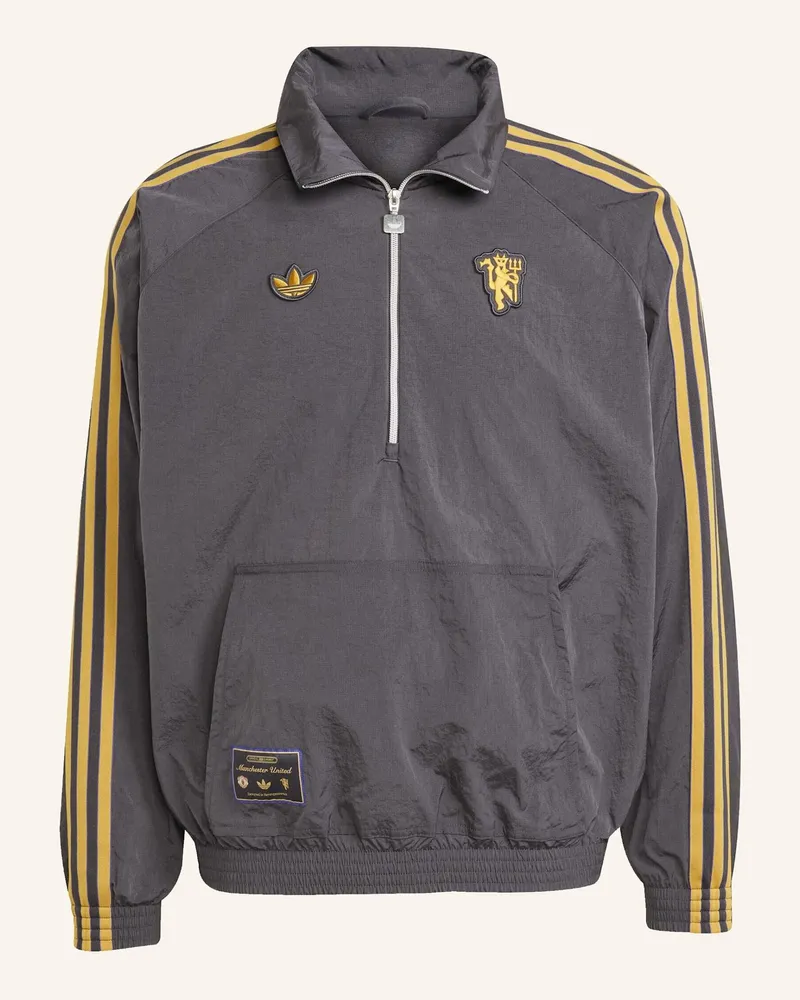 adidas Manchester United Terrace Icons Half-Zip Jacke schwarz Schwarz