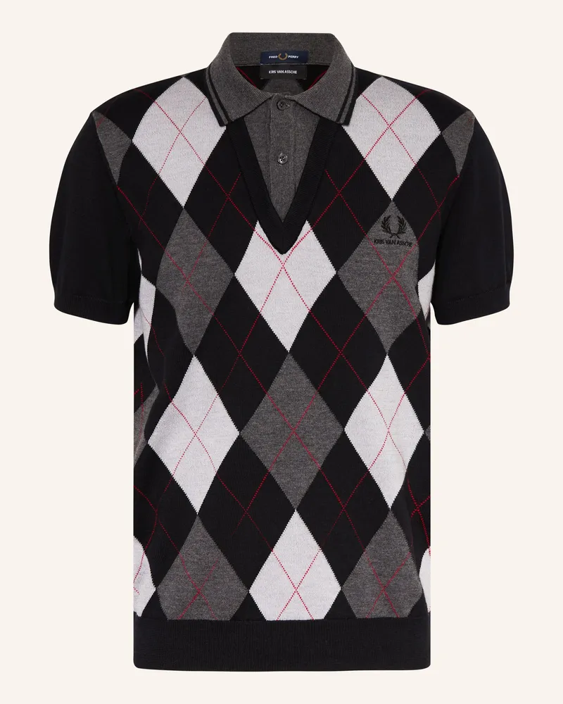 Fred Perry Strick-Poloshirt schwarz Schwarz