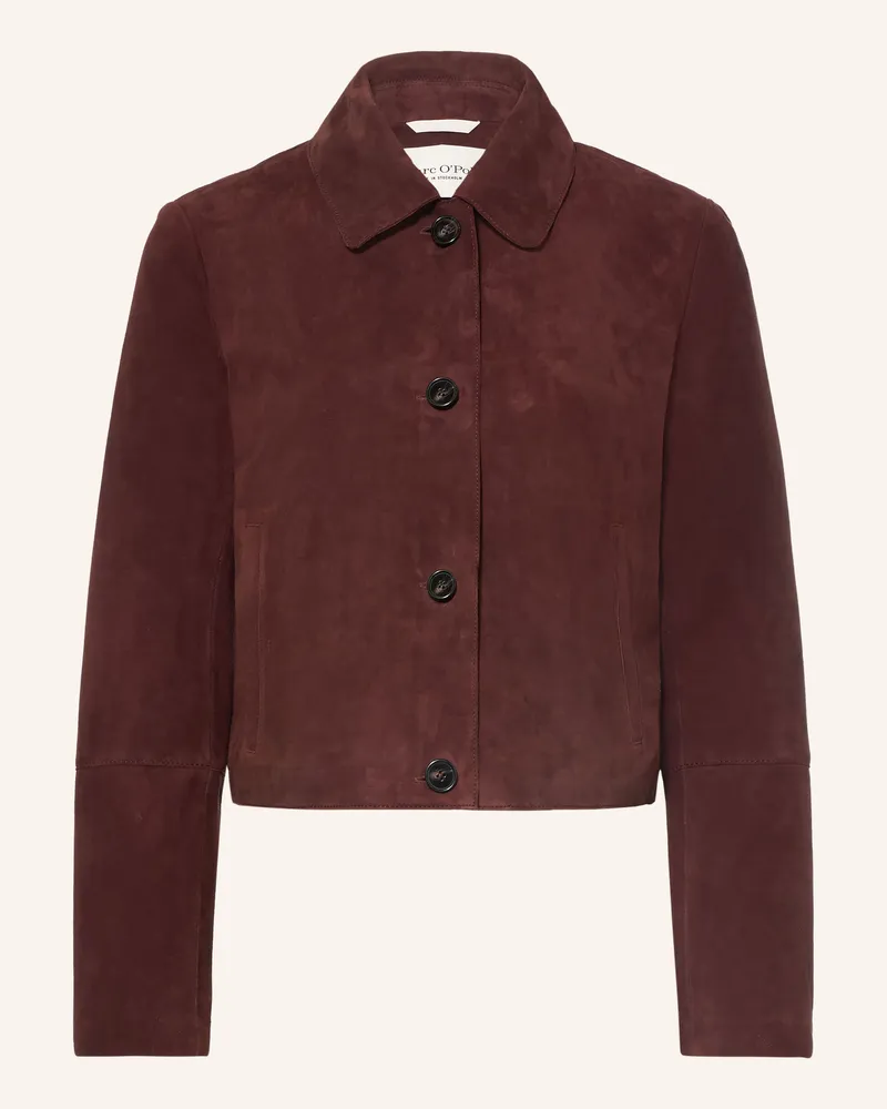 Marc O'Polo Leder-Overshirt rot Dunkelrot