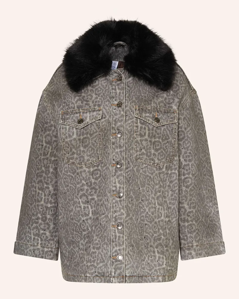 Liu Jo Jeansjacke mit abnehmbarem Kunstfell Grau