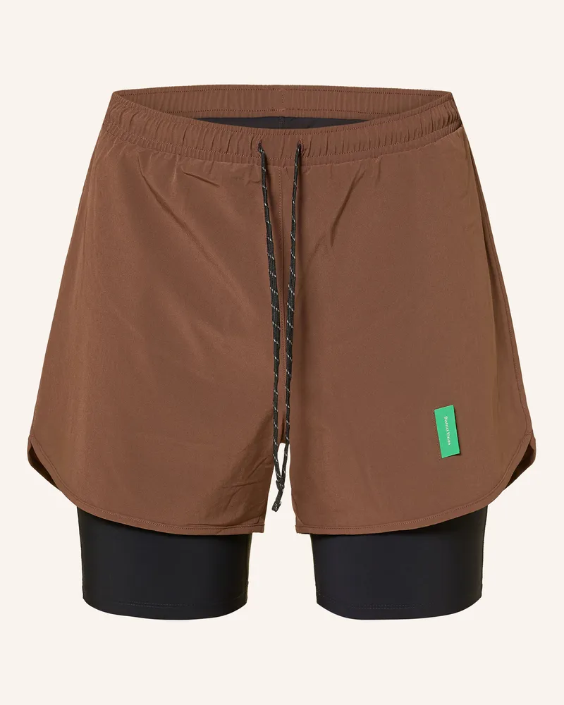 District Vision 2-In-1-Laufshorts Layered Training braun Dunkelbraun